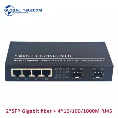 De Vezelmedia van 4RJ45 2SFP Convertor, de Vezelschakelaar van 2G4FE Gigabit Ethernet